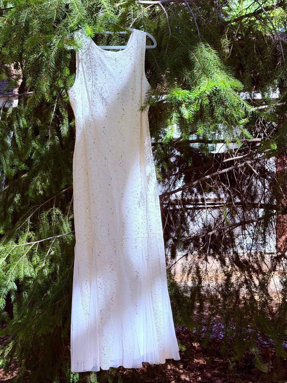 Candalite White Lace Sequin White Wedding or Formal Dress
